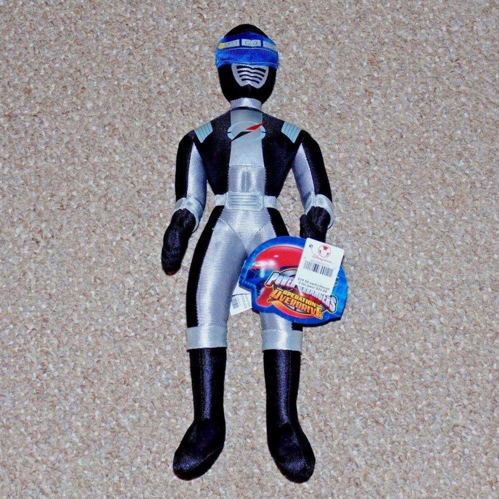 Disney Store Power Rangers Overdrive 16" Black Ranger Plush Doll New with Tags